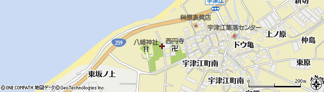 愛知県田原市宇津江町周辺の地図