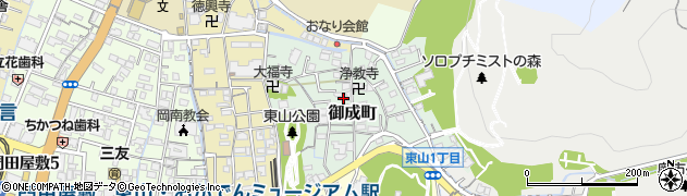 岡山県岡山市中区御成町周辺の地図