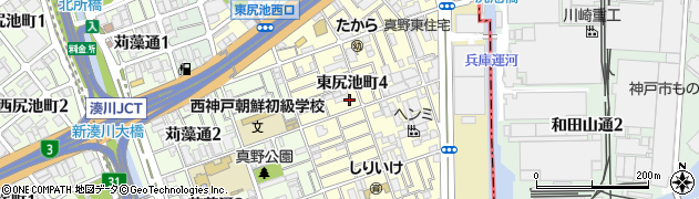 兵庫県神戸市長田区東尻池町周辺の地図