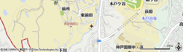 兵庫県神戸市須磨区多井畑小向周辺の地図