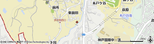 兵庫県神戸市須磨区多井畑（小向）周辺の地図