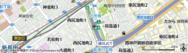 湊川出入口（東行）周辺の地図