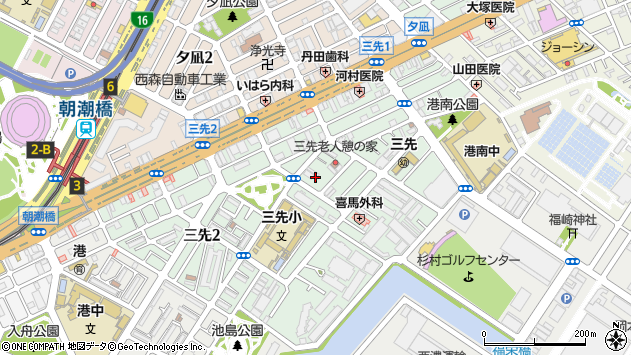 〒552-0016 大阪府大阪市港区三先の地図