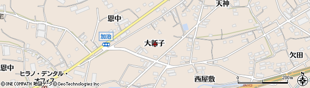 愛知県田原市加治町大新子周辺の地図