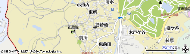兵庫県神戸市須磨区多井畑筋替道35周辺の地図