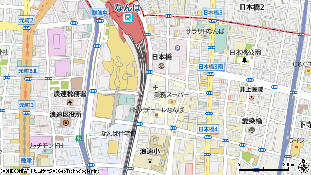 〒556-0004 大阪府大阪市浪速区日本橋西の地図