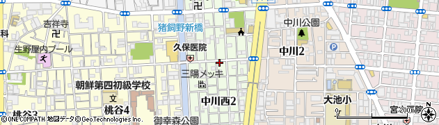 大阪府大阪市生野区中川西周辺の地図