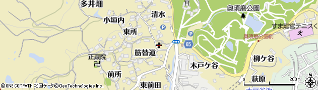 兵庫県神戸市須磨区多井畑筋替道15周辺の地図