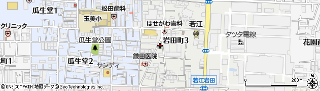 ローソンストア１００若江岩田店周辺の地図