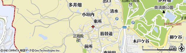 兵庫県神戸市須磨区多井畑東所24周辺の地図