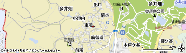 兵庫県神戸市須磨区多井畑東所11周辺の地図