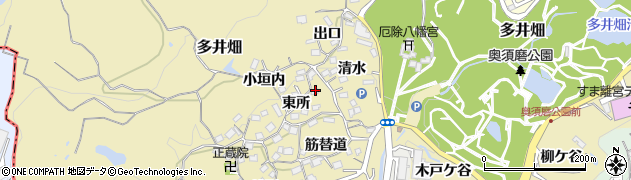 兵庫県神戸市須磨区多井畑東所4周辺の地図