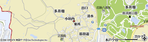 兵庫県神戸市須磨区多井畑東所18周辺の地図