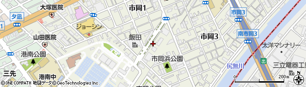 大阪府大阪市港区市岡周辺の地図