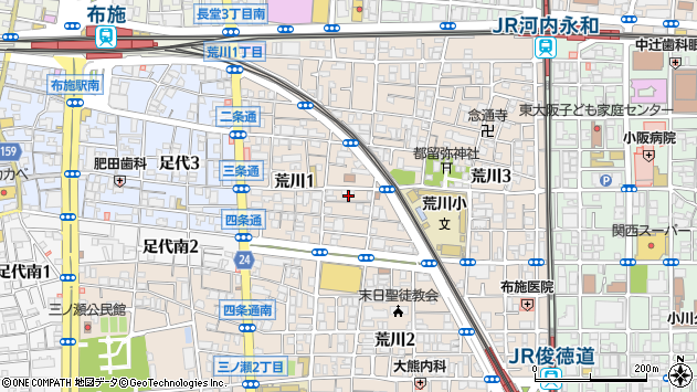 〒577-0843 大阪府東大阪市荒川の地図