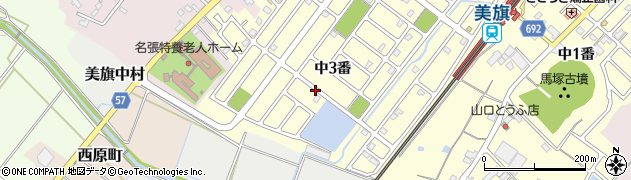 三重県名張市美旗町中３番周辺の地図