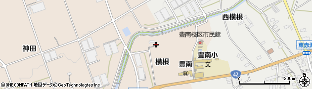 愛知県豊橋市西赤沢町横根周辺の地図