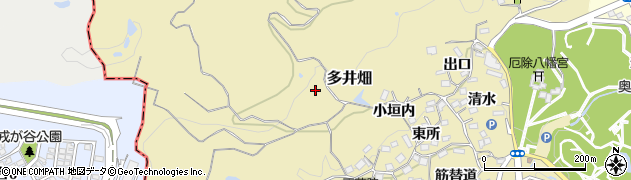 兵庫県神戸市須磨区多井畑北浦周辺の地図