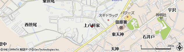 愛知県田原市田原町上八軒家周辺の地図