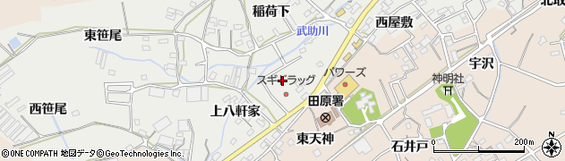 愛知県田原市田原町上八軒家23周辺の地図