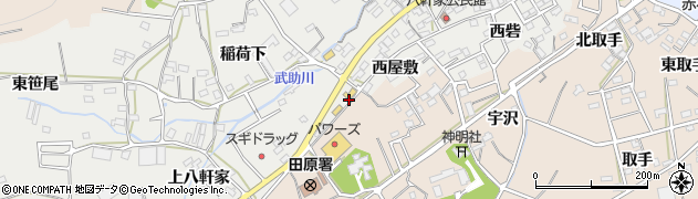 愛知県田原市田原町上八軒家3周辺の地図