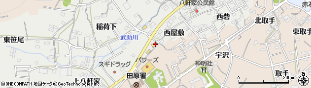 愛知県田原市田原町上八軒家2周辺の地図