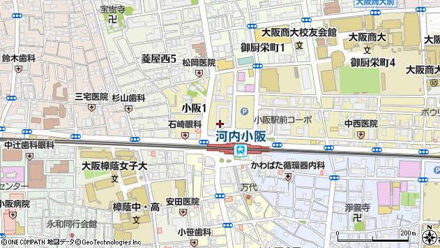 〒577-0801 大阪府東大阪市小阪の地図