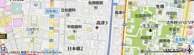 大阪府大阪市中央区高津3丁目周辺の地図