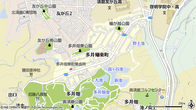 〒654-0134 兵庫県神戸市須磨区多井畑東町の地図