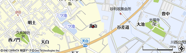 愛知県田原市神戸町（北山）周辺の地図