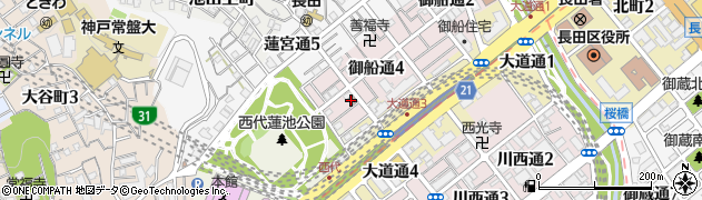 神戸大道郵便局周辺の地図