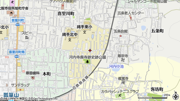 〒579-8044 大阪府東大阪市河内町の地図