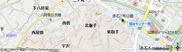 愛知県田原市加治町北取手周辺の地図