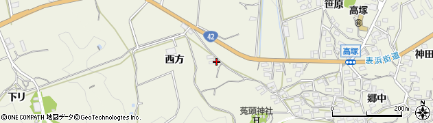 愛知県豊橋市高塚町西方周辺の地図