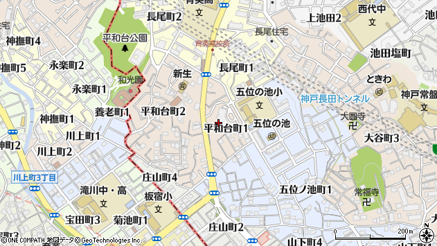 〒653-0854 兵庫県神戸市長田区平和台町の地図