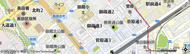 御蔵通3丁目永田邸[akippa]駐車場周辺の地図