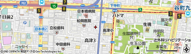 大阪府大阪市中央区高津周辺の地図