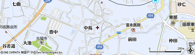 愛知県田原市豊島町（高畑）周辺の地図
