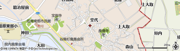 愛知県田原市谷熊町堂代69周辺の地図