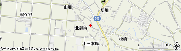 愛知県豊橋市杉山町（北御納）周辺の地図
