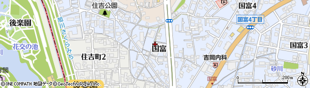 岡山県岡山市中区国富周辺の地図