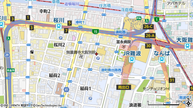 〒556-0022 大阪府大阪市浪速区桜川の地図
