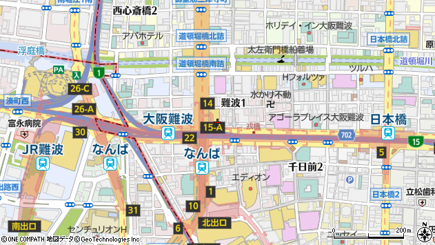 〒542-0076 大阪府大阪市中央区難波の地図