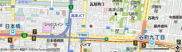 大阪府大阪市中央区高津1丁目周辺の地図
