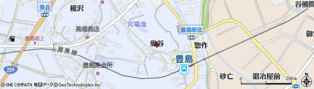 愛知県田原市豊島町奥谷周辺の地図