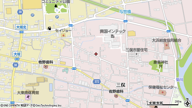 〒437-1416 静岡県掛川市三俣の地図
