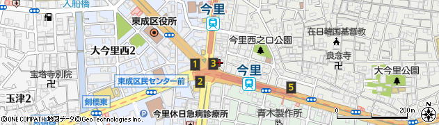 大阪市立　地下鉄今里駅有料自転車駐車場周辺の地図