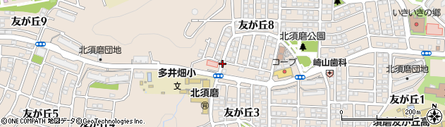 兵庫県神戸市須磨区友が丘周辺の地図