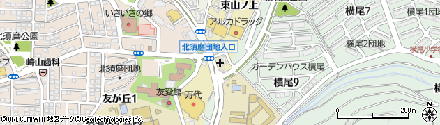 三宮オイル株式会社　須磨横尾給油所周辺の地図