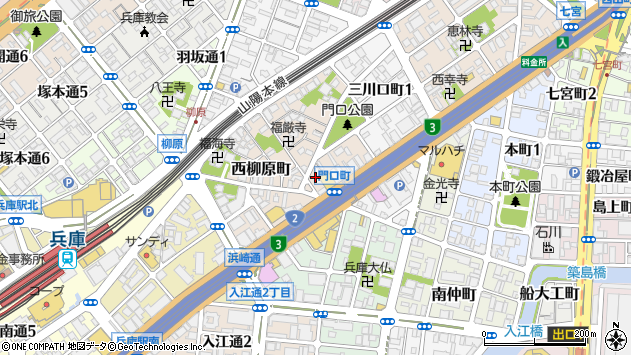 〒652-0814 兵庫県神戸市兵庫区門口町の地図